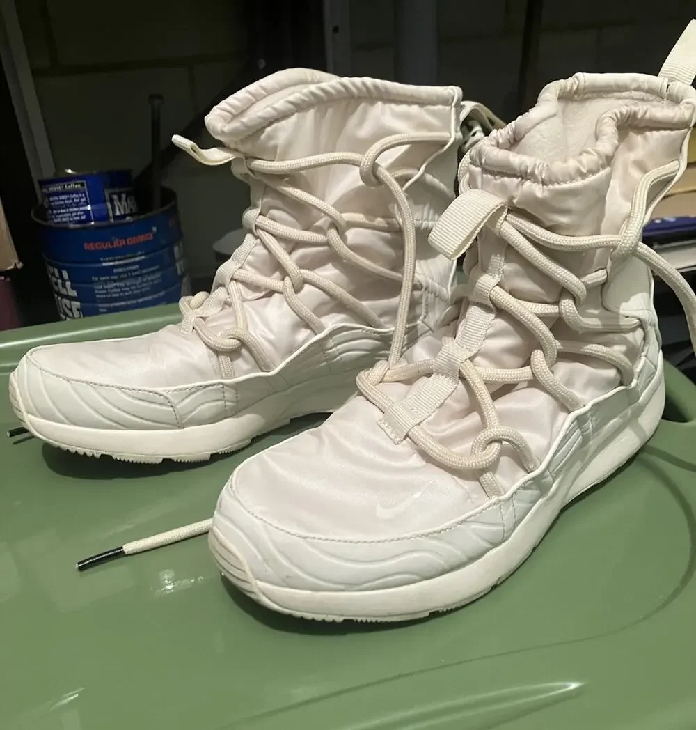 Nike White Solid High Top Lace-Up Athletic Sneaker AQ0355-003 Men’s 2018
